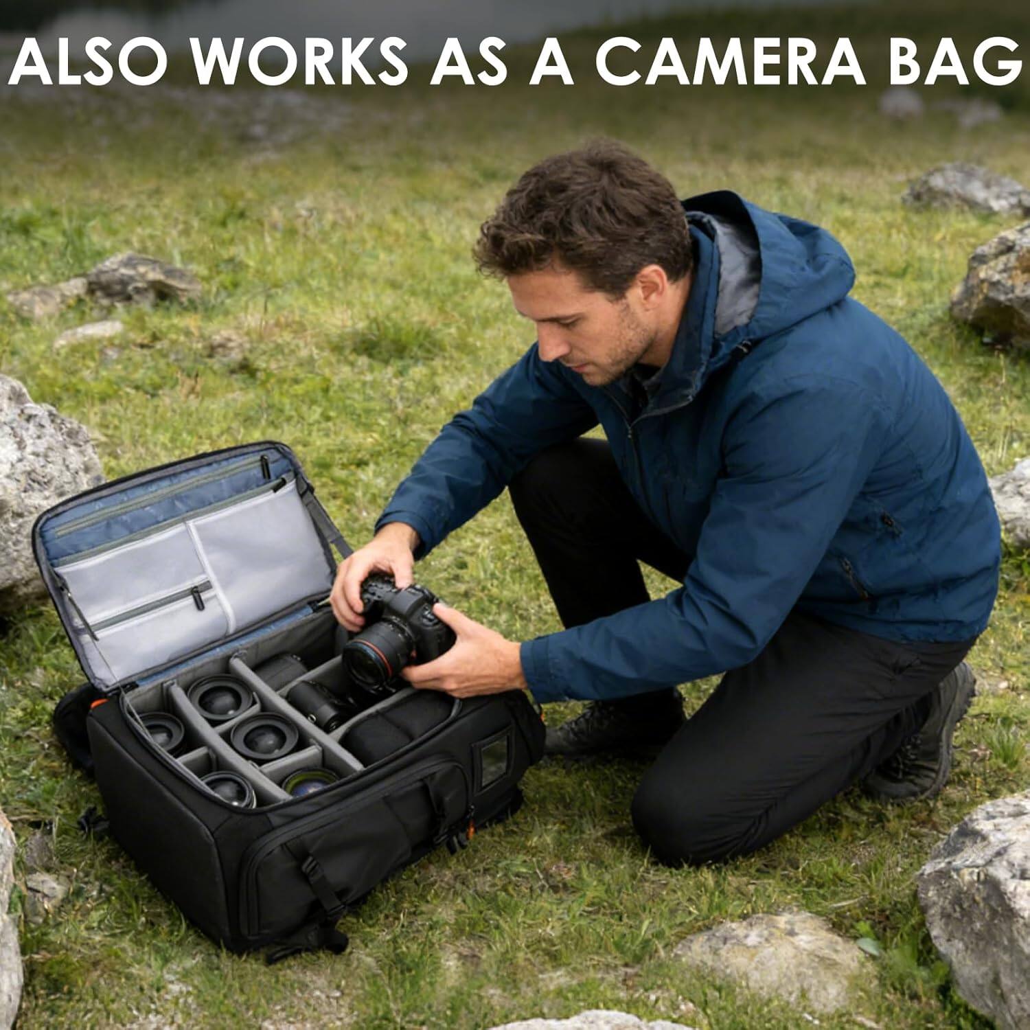 ALSO WORKS AS A CAMERA BAG