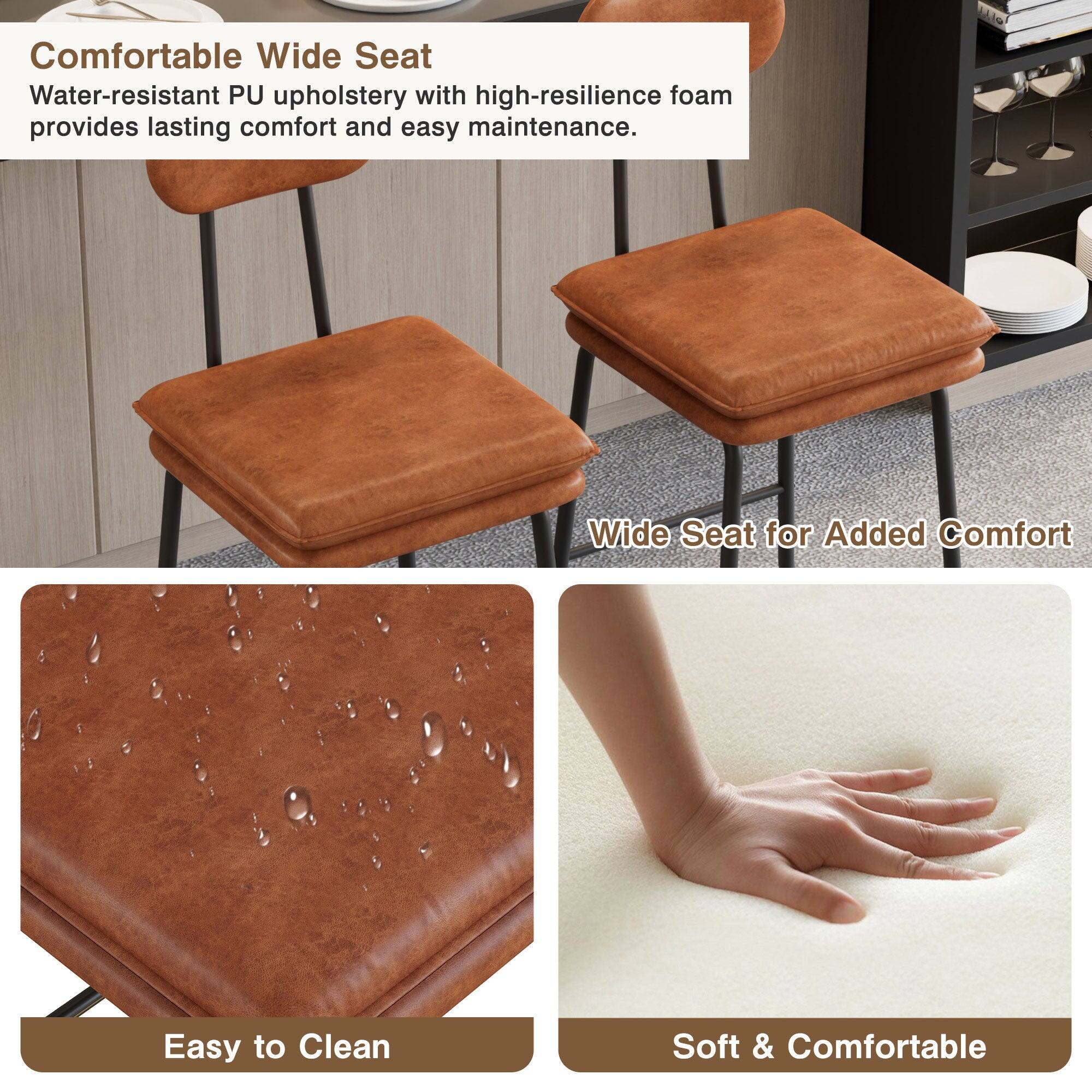 Comfortable Wide Seat  
Water-resistant PU upholstery with high-resilience foam provides lasting comfort and easy maintenance.  

Wide Seat for Added Comfort  

Easy to Clean  

Soft & Comfortable