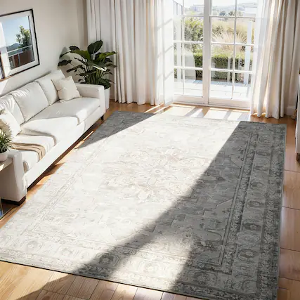 Front. RYHNUYNE - 8x10 Area Rug Washable Rug,Modern Abstract Soft Non-Slip Rug Carpet for Bedroom Dining Nursery Home Office(Grayish Pink) - gray-pink.