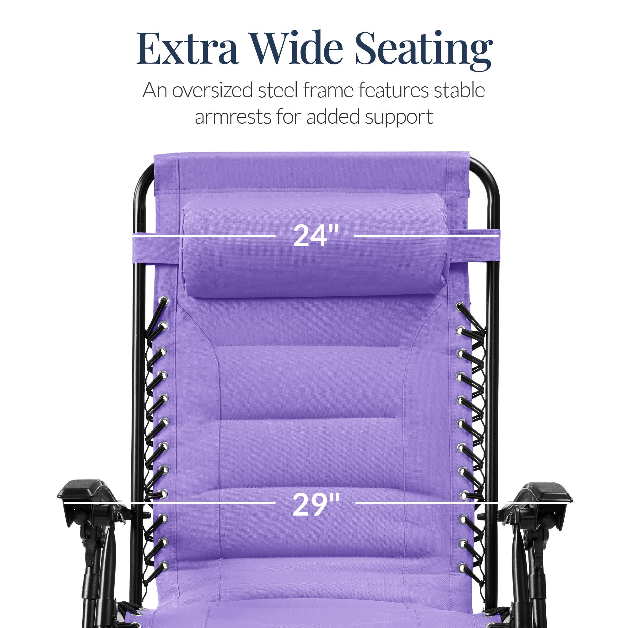 Extra Wide Seating

An oversized steel frame features stable armrests for added support

24"

29"