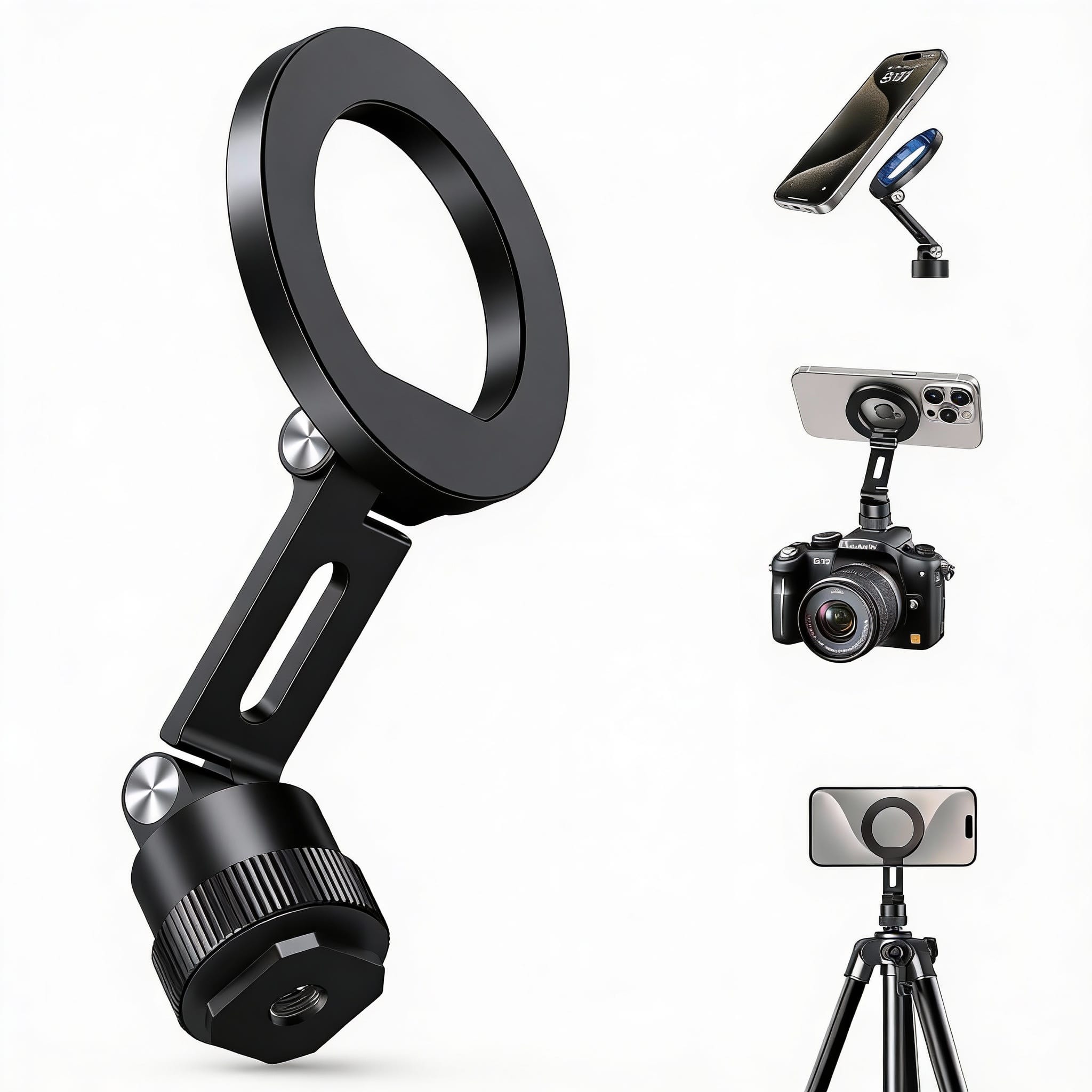 METALTON - Aluminum Magnetic Camera Phone Mount With Rotatable Magsafe Tripod Adapter 1 4 Screw Hot Til - Cold Shoe Base