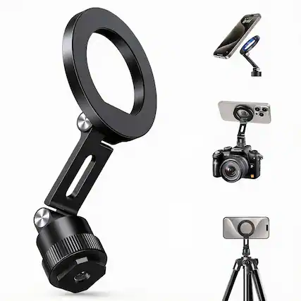Front. METALTON - Aluminum Magnetic Camera Phone Mount With Rotatable Cold Shoe Base Magsafe Tripod Adapter 1 4 Screw Hot Til... - Cold Shoe Base.