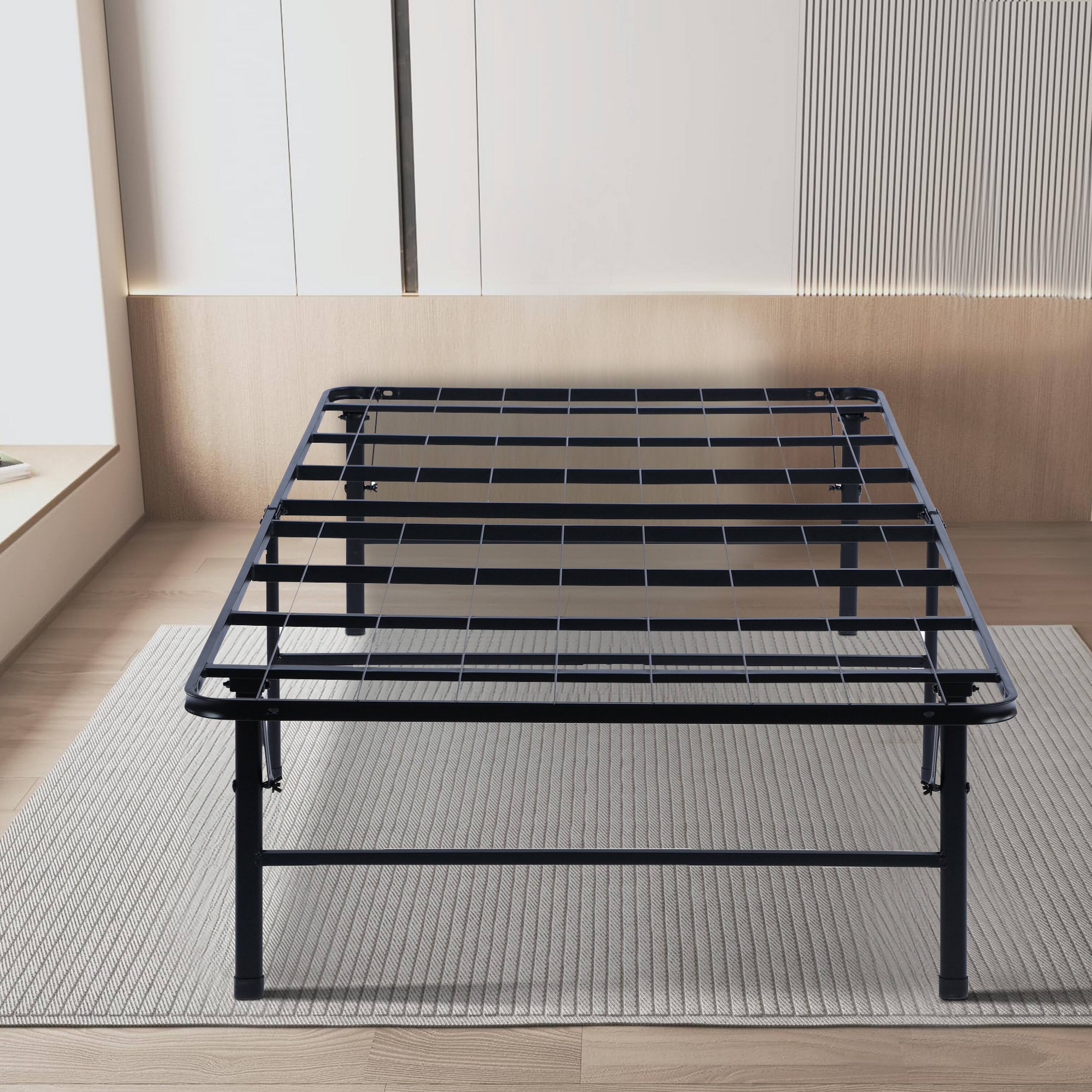 Alt View 5. Manhattan Lane - Folding Bed Frame Queen, Heavy Gauge Steel Metal, Underbed Space - Black.