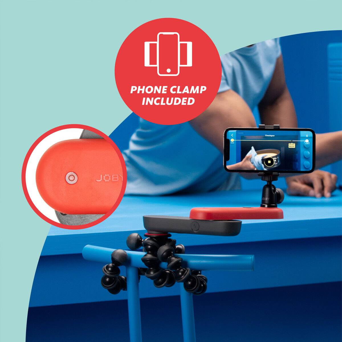 PHONE CLAMP INCLUDED: 1 JOBY