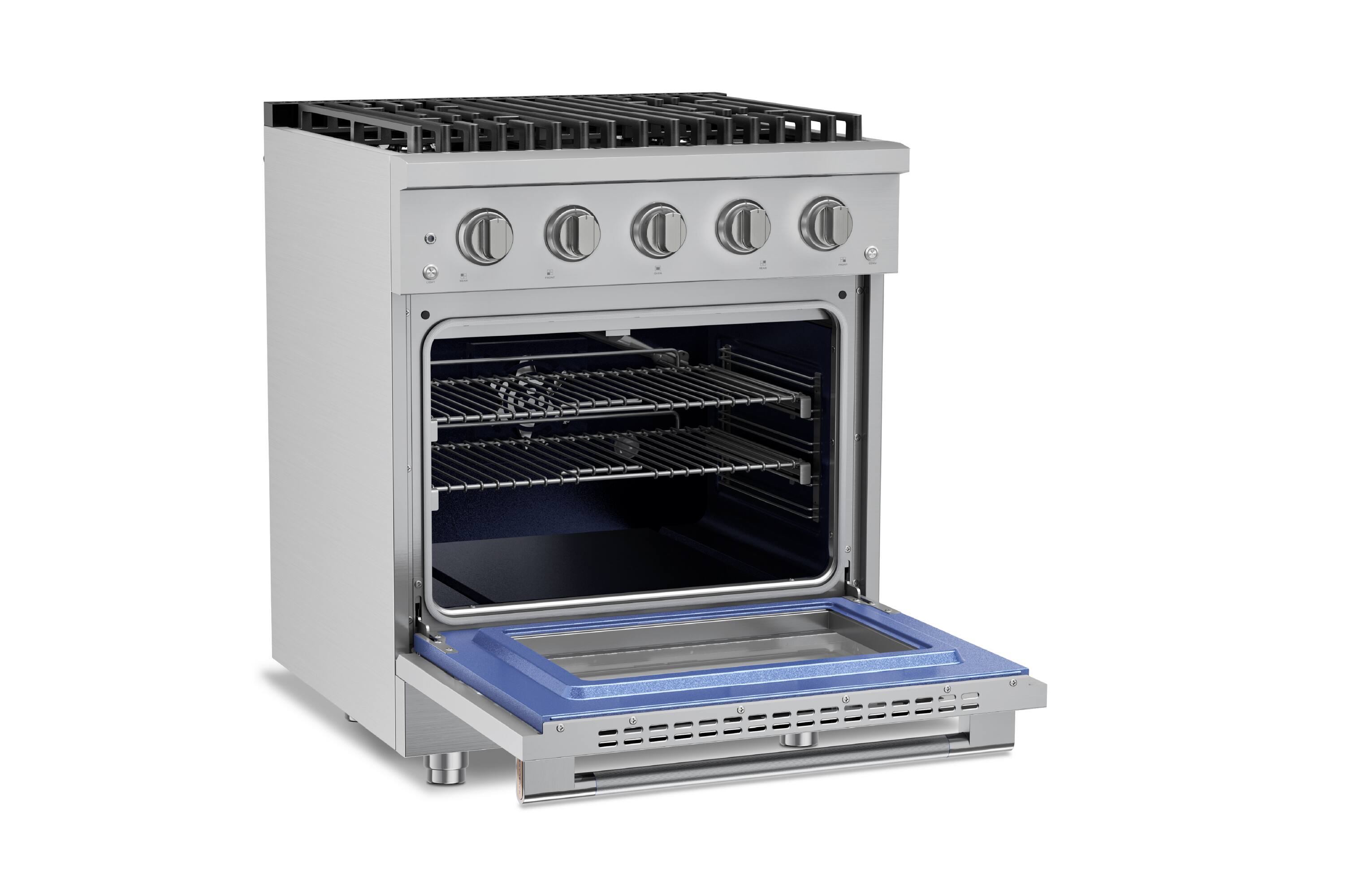 Alt View 4. Hauslane - HausPro 30 in. 4 Burners (20,000 BTU) Freestanding Gas Range Range - Stainless Steel.