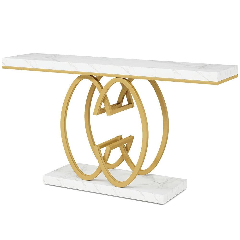 Angle. Kadyn - Entryway Table, Console Sofa Table,55" Narrow Console Table, Modern Sofa Accent Table for Hallway - White.