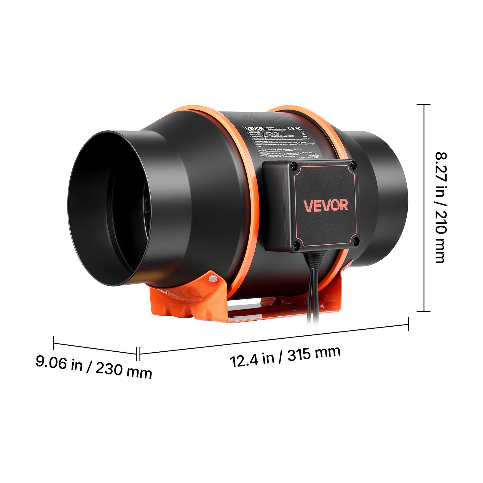 MO CLE T VEVOR  
8.27 in / 210 mm  
9.06 in / 230 mm  
12.4 in / 315 mm