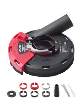 VEVOR - Grinding Dust Shroud for Angle Grinder, Universal 4-5 in, Surface Grinder Dust Shroud with 6 Clamping Washers - Black;Red