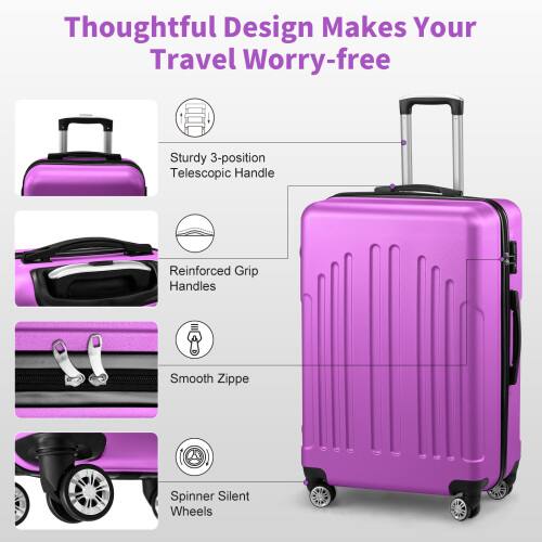 Thoughtful Design Makes Your Travel Worry-free

- Sturdy 3-position Telescopic Handle
- Reinforced Grip Handles
- Smooth Zipper
- Spinner Silent Wheels