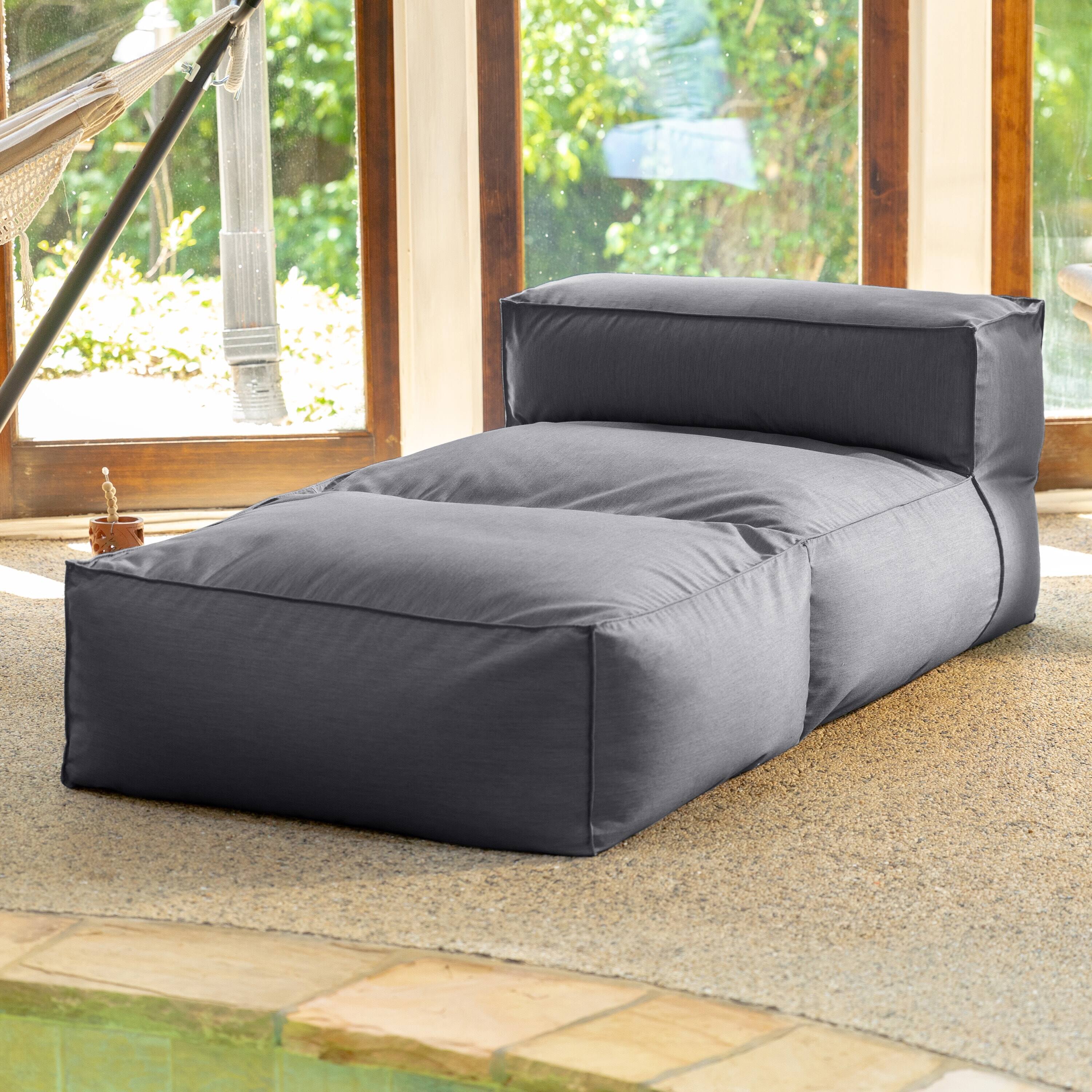 Angle. Jaxx - Baya Outdoor Chaise - Luxurious Chaise Sun Lounger for Poolside or Hospitality, Charcoal - Charcoal.