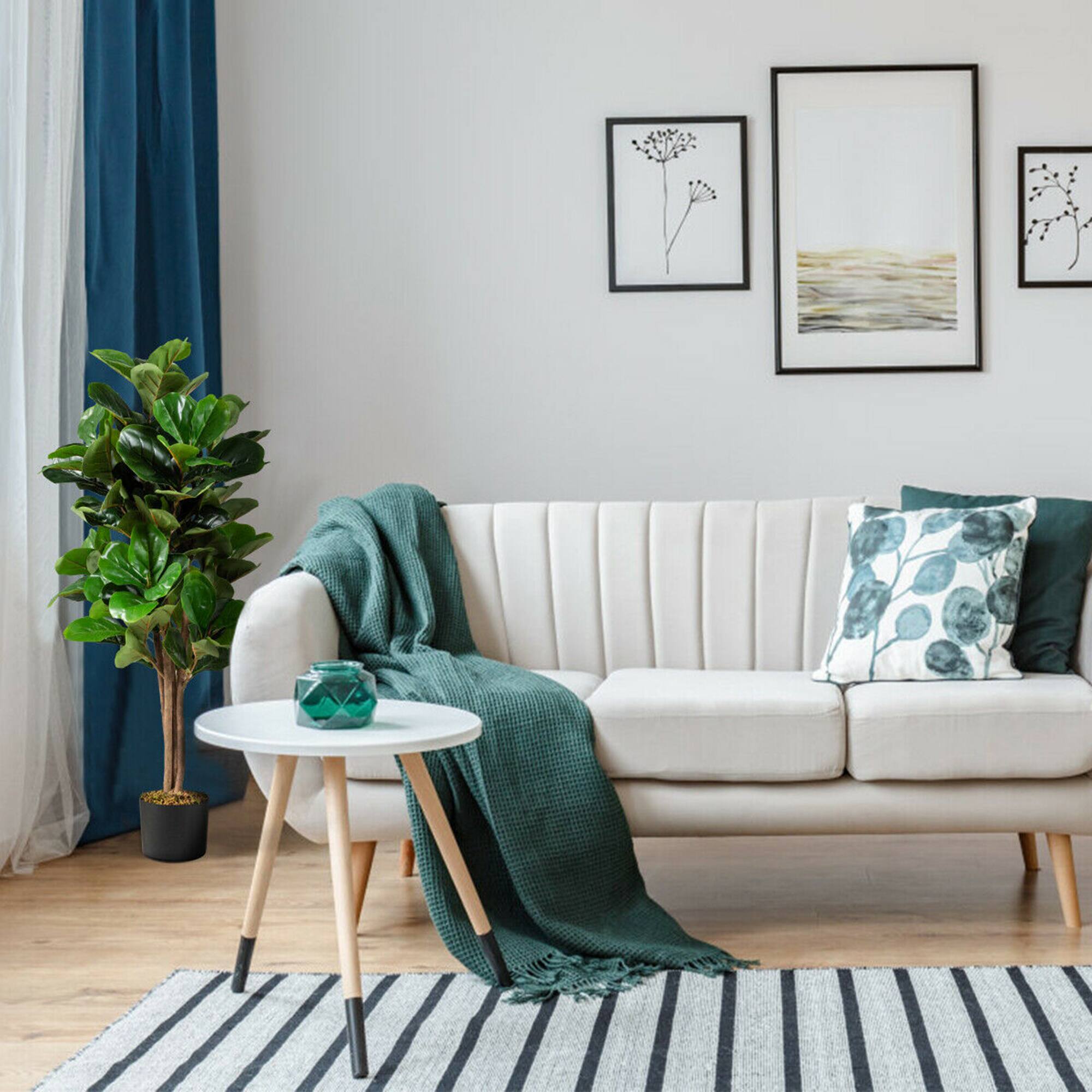 Alt View 2. Gymax - Gymax 4Ft Fiddle Leaf Fig Tree Artificial Greenery Plant Home Office Decoration - Green.