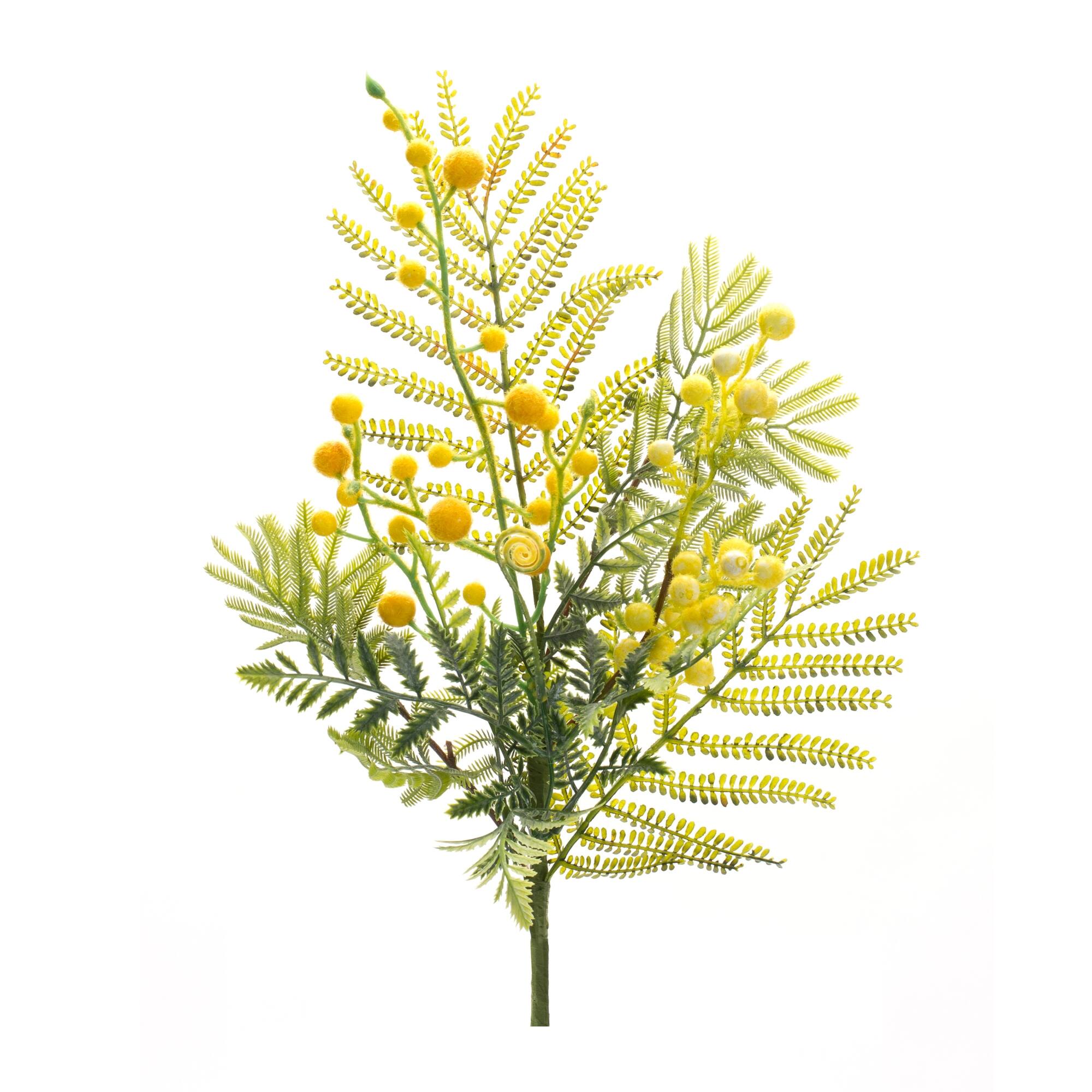 Angle. BreeBe - Mimosa Leaf Berry Spray (Set of 6) - Green, Yellow.