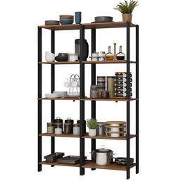 Madesa - Kitchen Pantry Storage Rack with 10 Open Shelves 47"L Multiuse Cabinet for Kitchen Organization - Black/Brown - Brown