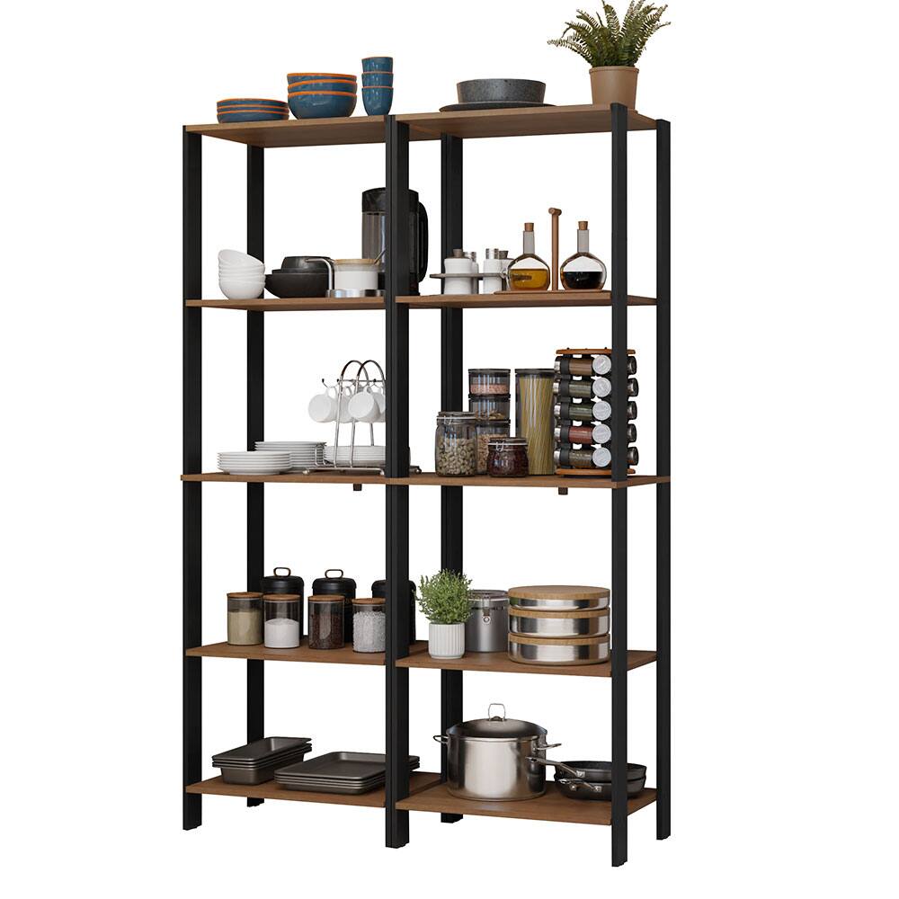 Front. Madesa - Madesa Kitchen Pantry Storage Rack with 10 Open Shelves 47"L Multiuse Cabinet for Kitchen Organization - Black/Brown - Brown.