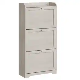 Songmics Home - Shoe Cabinet with 3 Flip Drawers, Shoe Storage Cabinet, Adjustable and Removable Dividers, Holds up to 18 Pairs of Shoes - Oatmeal Beige
