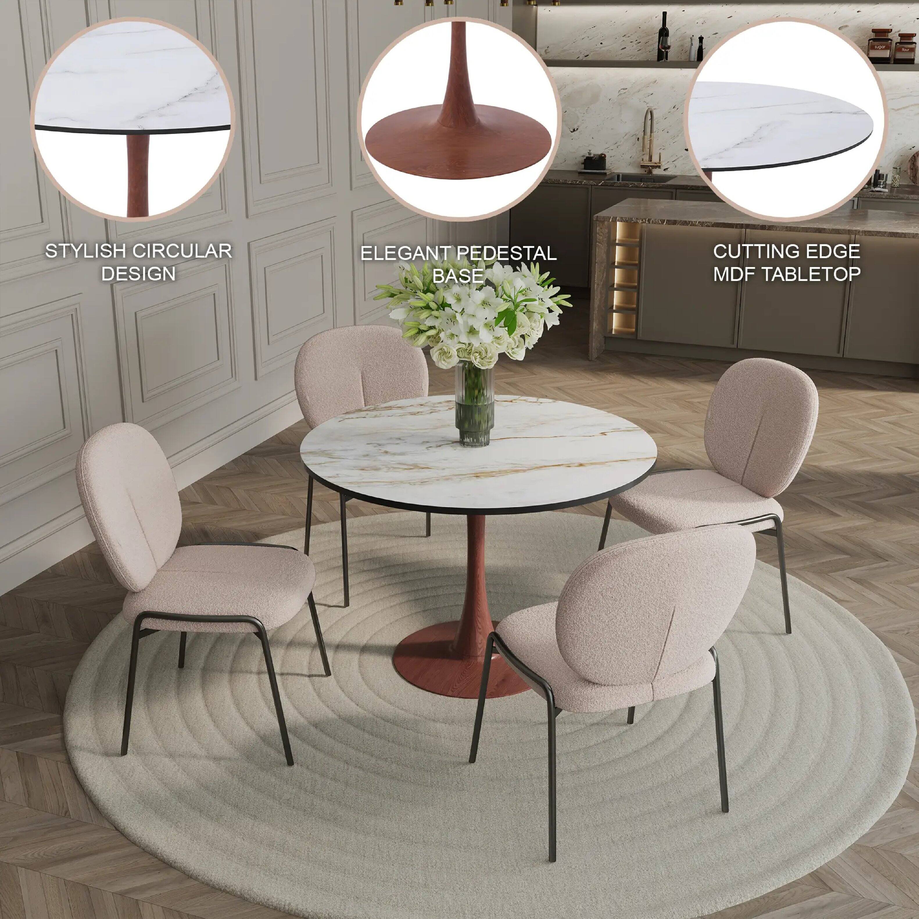 - STYLISH CIRCULAR DESIGN
- ELEGANT PEDESTAL BASE
- CUTTING EDGE MDF TABLETOP