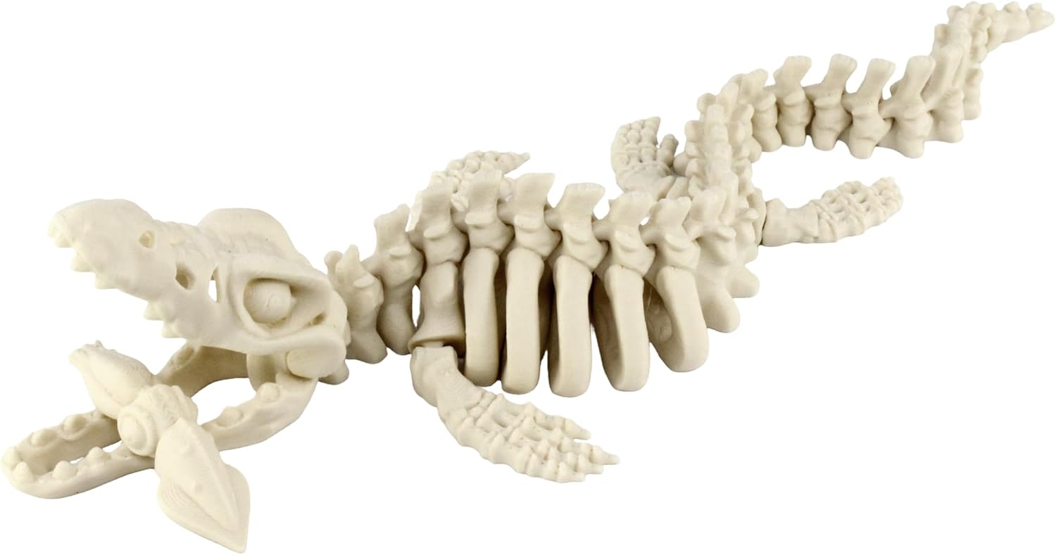 Back. JuzToys - 3D Printed Skeleton Mosasaurus, Prehistoric Collectible Articulating Dinosaur Figurine Desk Decoration White by PowerTRC - White.