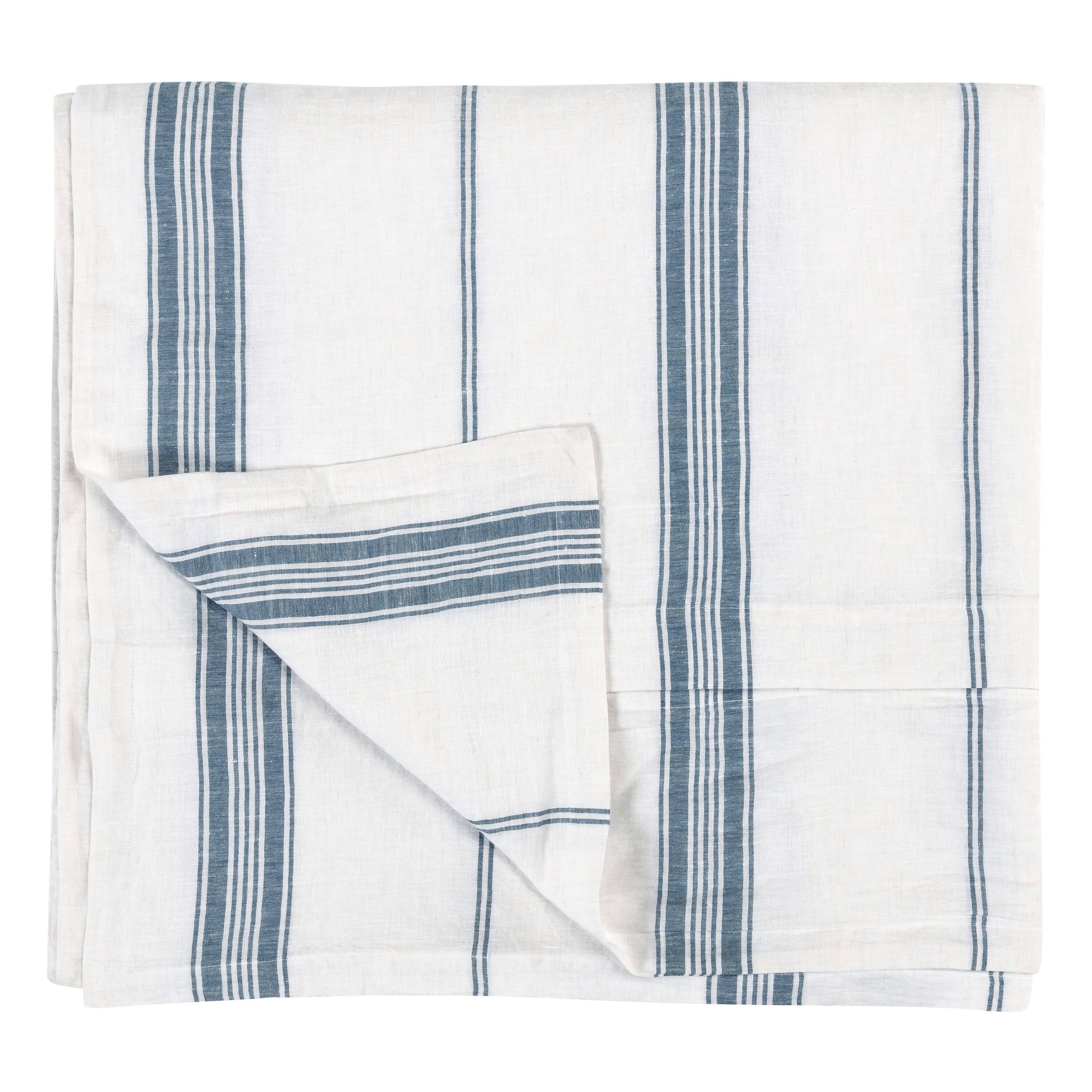 Manhattan Lane - Taki King Size Duvet Cover, Woven and Stripes Linen Cashmere - White, Blue price history on PriceWatchPro