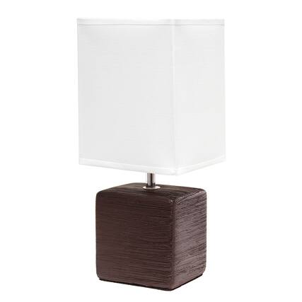 Front. Cedar Assembly - Petite Faux Lt2072-bwn Stone Table Lamp With Fabric Shade - Brown.