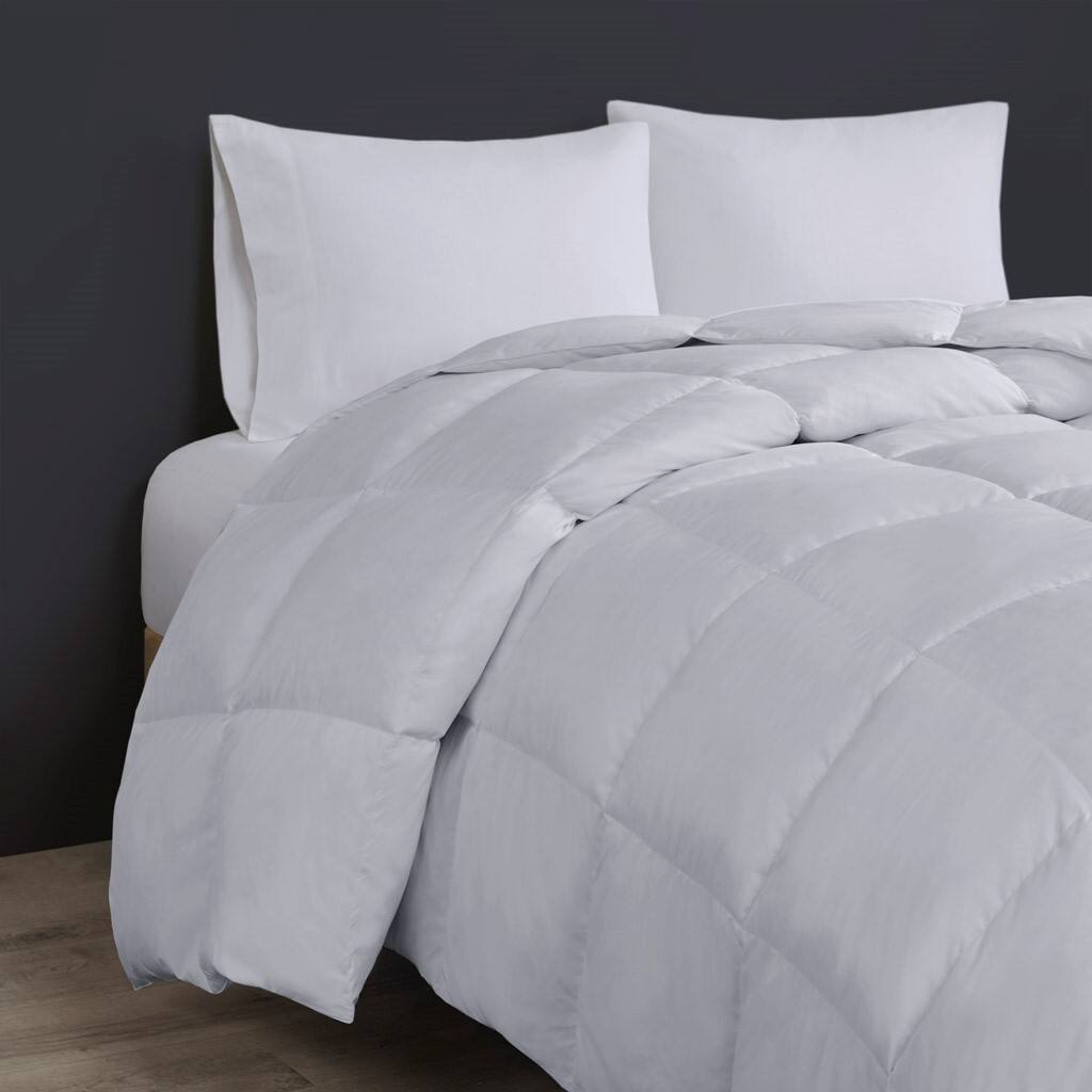 Alt View 1. Gracie Mills - Gracie Mills Freda Classic Box Quilted Oversize Down Comforter - Light Grey.