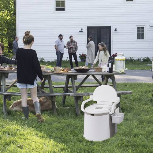 Alt View 5. Winado - Portable Toilet with 5 Gallon Bucket Inner, Back, Handrail Design Camping RV Toilet for Adult Kids Home Boat Van Travel - Off-White.