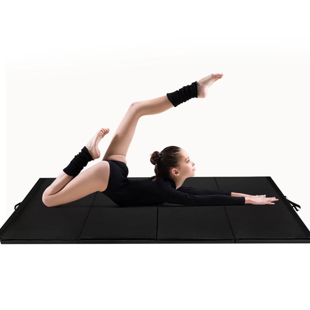 Alt View 1. Pefilos - 4 Feet x 10 Feet Thick Folding Panel Gymnastics Mat-Black, Folding Thick Exercise with Carrying Handles for Yoga Mat - Black.