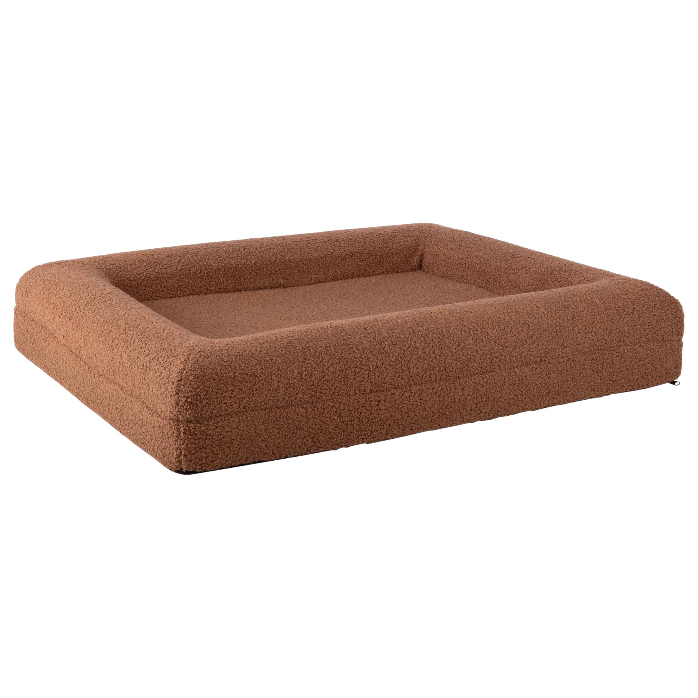 Back. PetMaker - 33in Medium Dog Bed with Bolster - Brown.