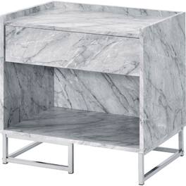 Manhattan Lane - Faux Marble Accent Table with Chrome Finish - Blue and Gold