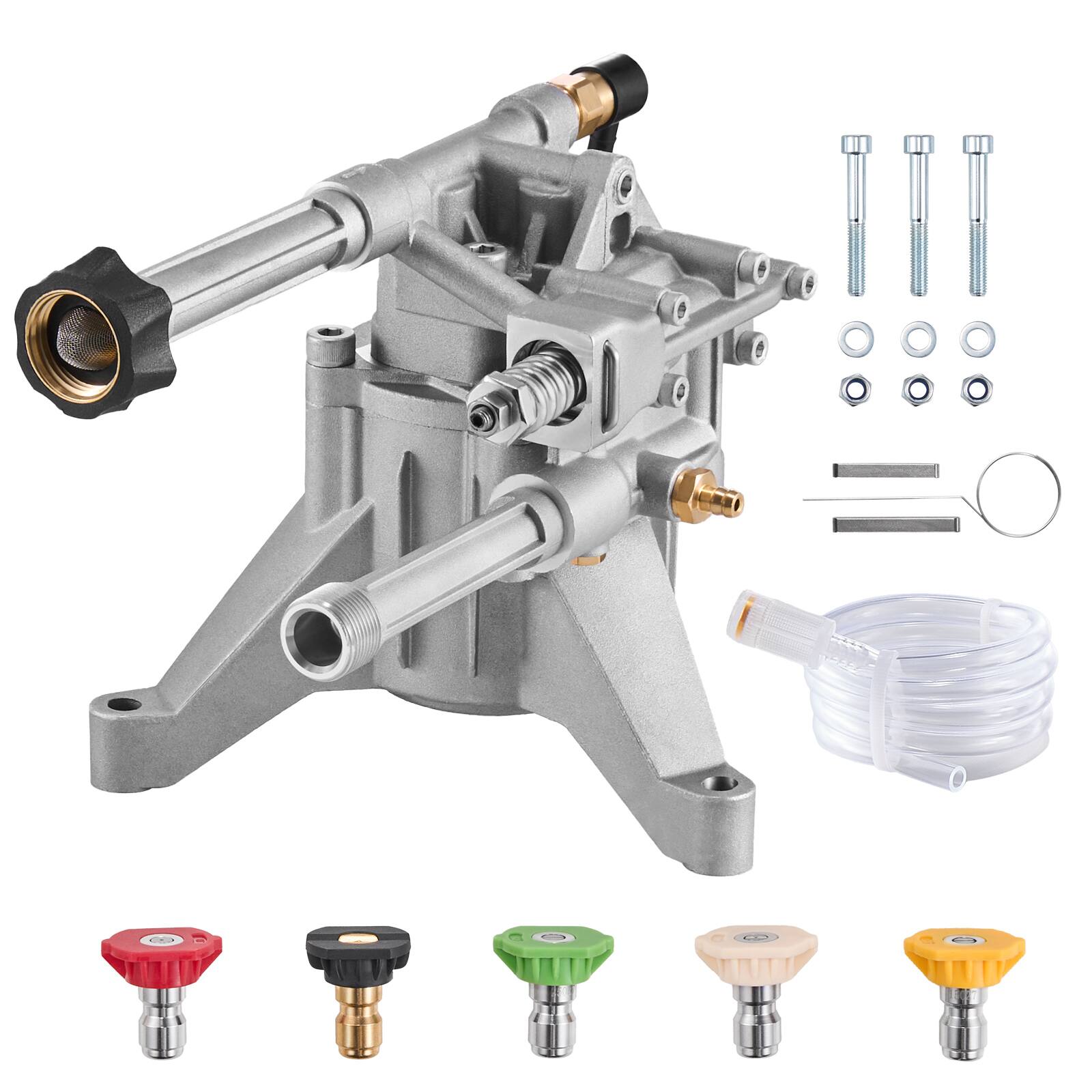 Alt View 5. VEVOR - Pressure Washer Pump, 7/8" Shaft Vertical, 3100 PSI, 2.5GPM, Replacement Power Washer Pumps Kit with 5 Nozzles - Silver.