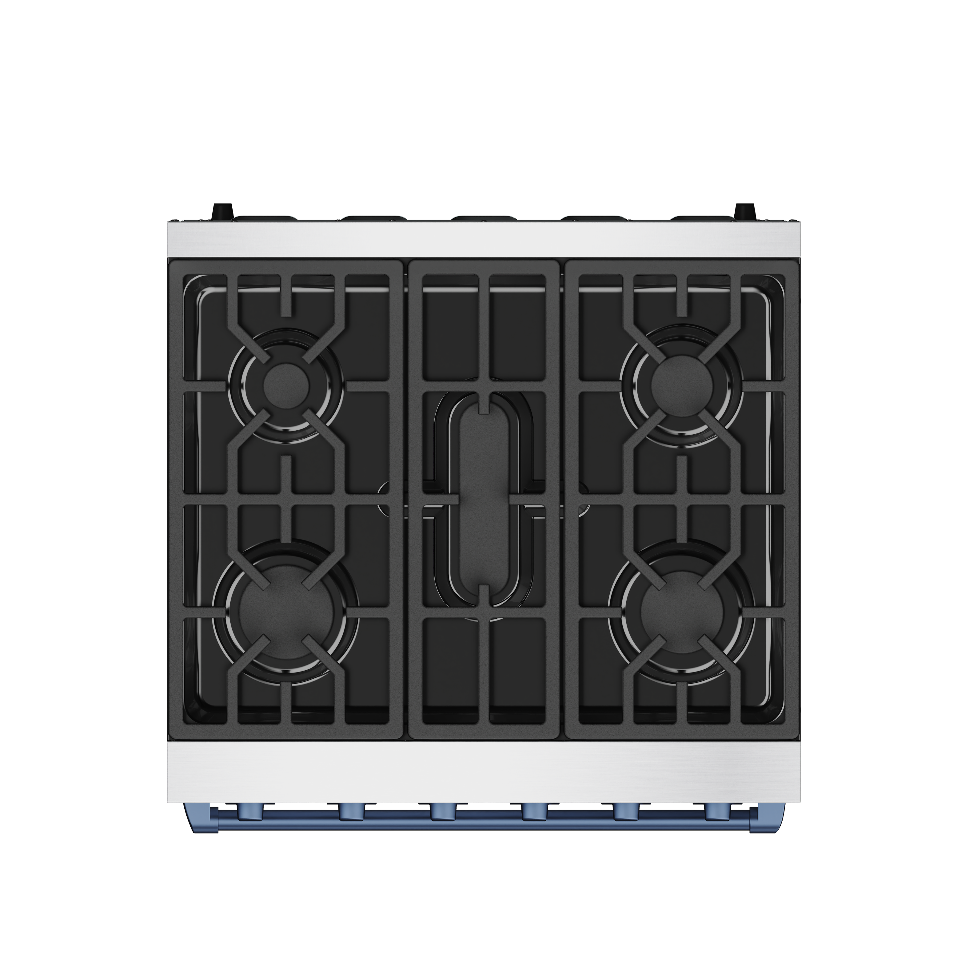 Alt View 1. Thor Kitchen - Gordon Ramsay Series by Thor Kitchen 4.55 Cu. Ft Freestanding Liquid Propane Gas Range with Navy Blue Hardware - Stainless Steel.
