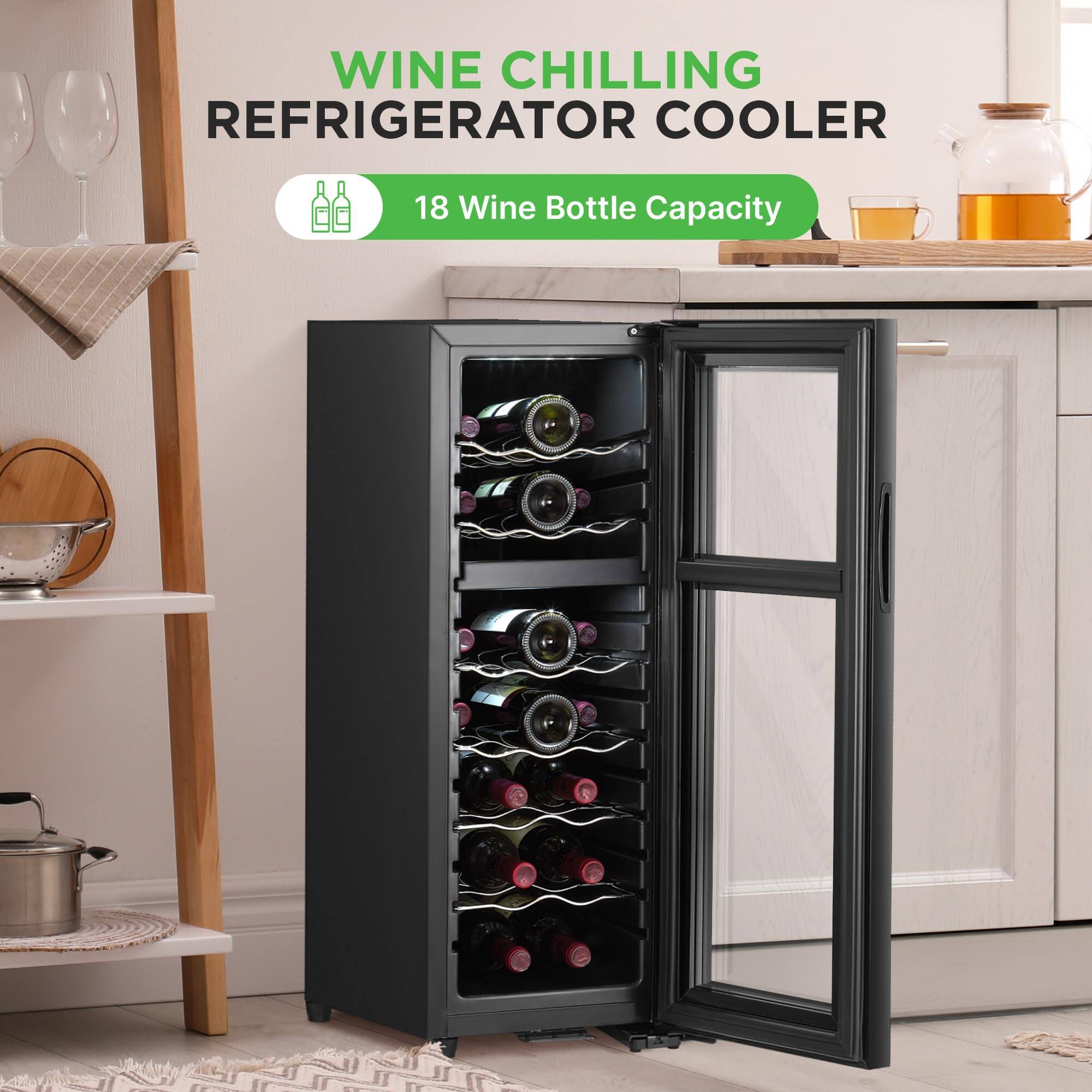 WINE CHILLING REFRIGERATOR COOLER  
18 Wine Bottle Capacity