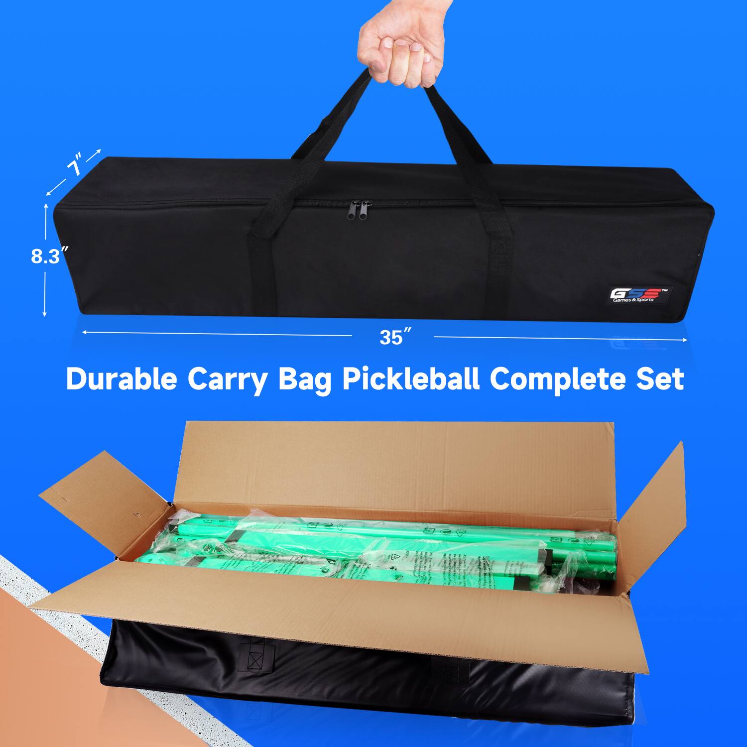 8.3" 35" Durable Carry Bag Pickleball Complete Set
