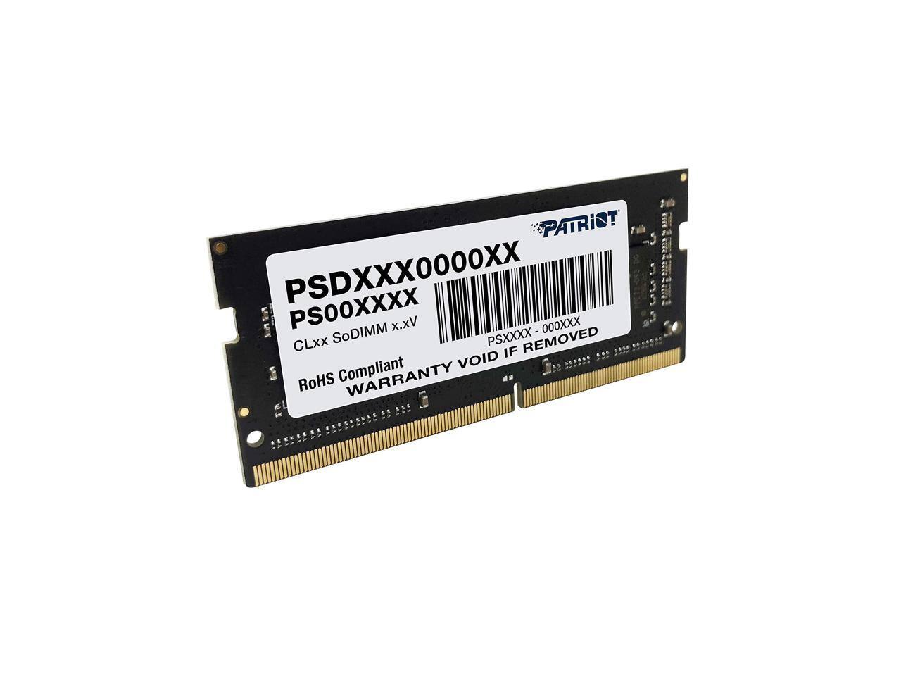 PATRIOT  
PSDXXX0000XX  
PS00XXXX  
CLxx SoDIMM - x.xV  
PSXXXX  
RoHS Compliant  
WARRANTY VOID IF REMOVED
