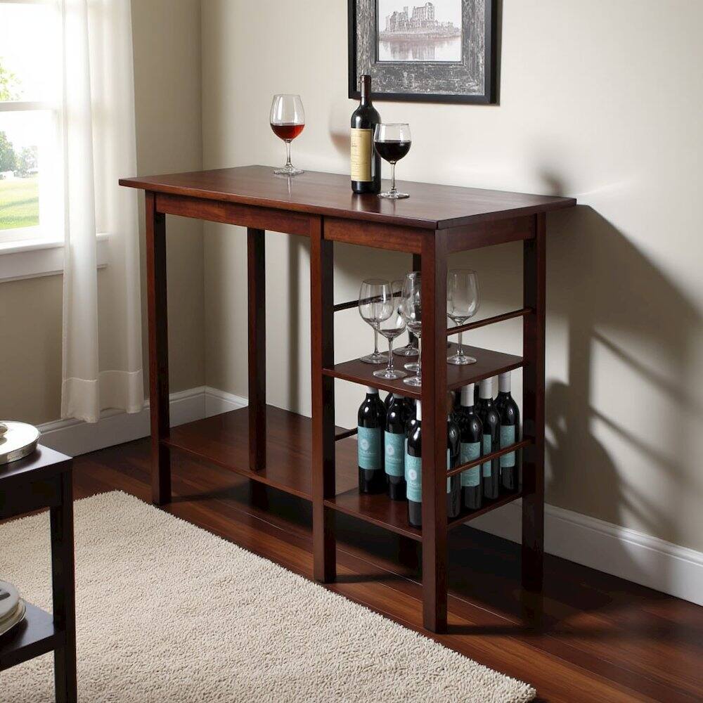 Back. FurniFact - Antique Walnut Dining Table with Storage – Small Kitchen Table for 2 - Walnut.