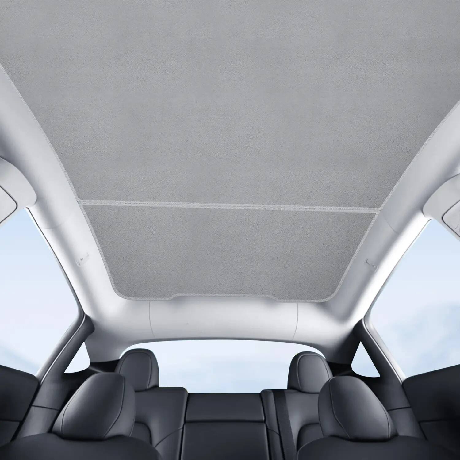 Alt View 4. TopFit - 3PCS Tesla Model Y Juniper 2025-2026 Foldable Windshield & Roof Sunshade Set, Split Design/No-Sag/Interior UV Protection.