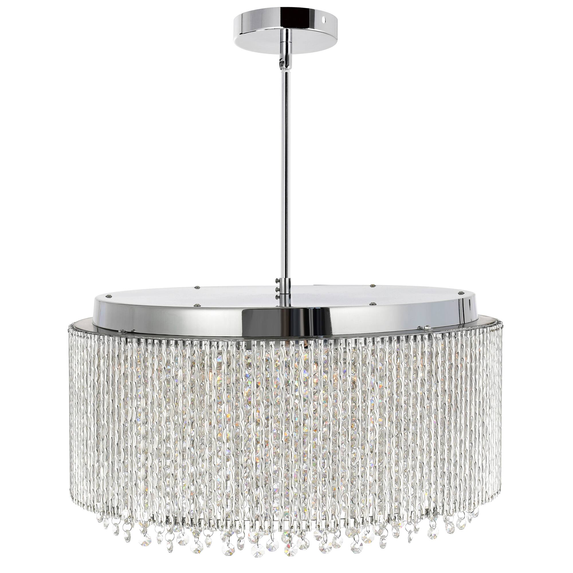 Back. CWI Lighting - Claire 12 Light Drum Shade Chandelier With Chrome Finish - Chrome.