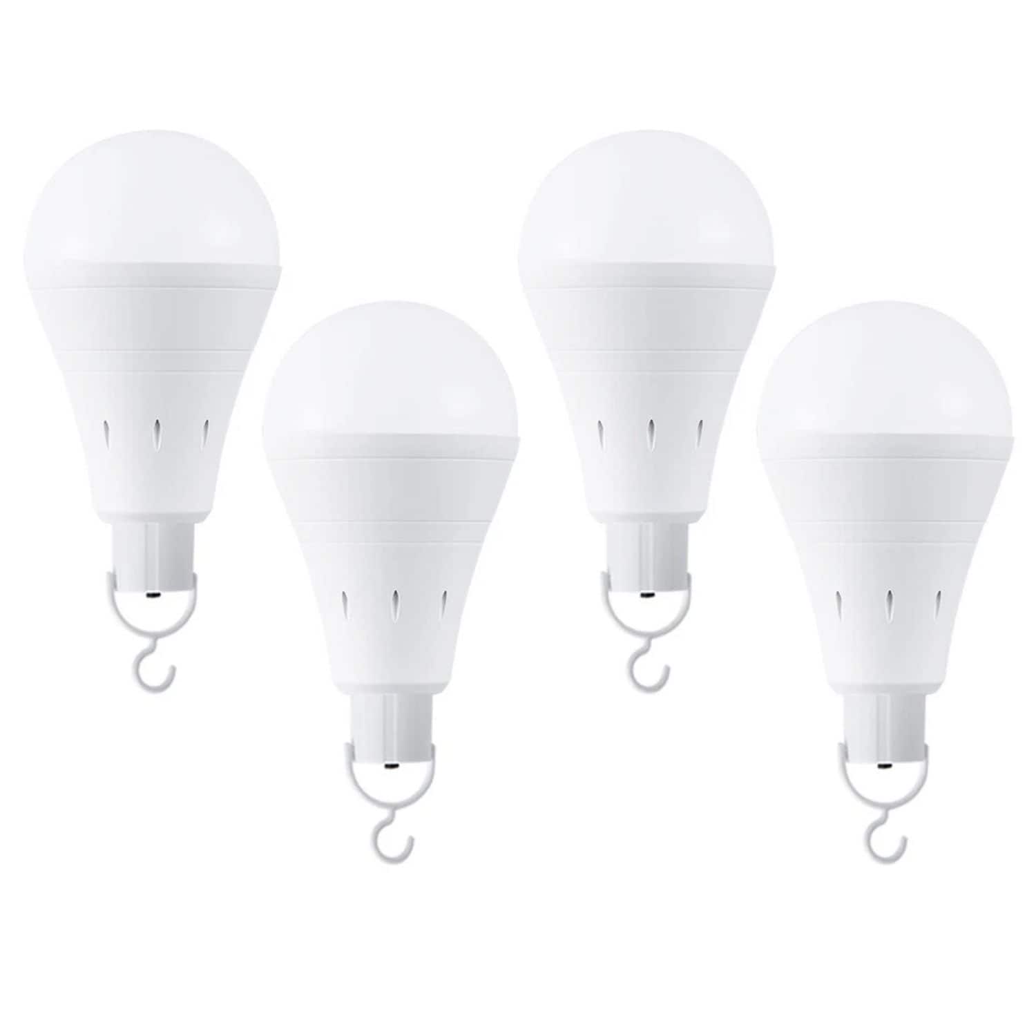 Stock Preferred - 4-Pack LED Rechargeable Emergency Light Bulbs – 12W 60W Equivalent, 1800mAh Battery Backup