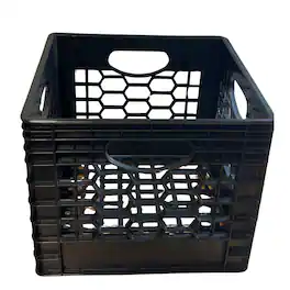 CrateMate - Heavy-Duty Black Milk Crates for Storage & Organization - USA Made, 13" x 13" x 11" 16 Qt