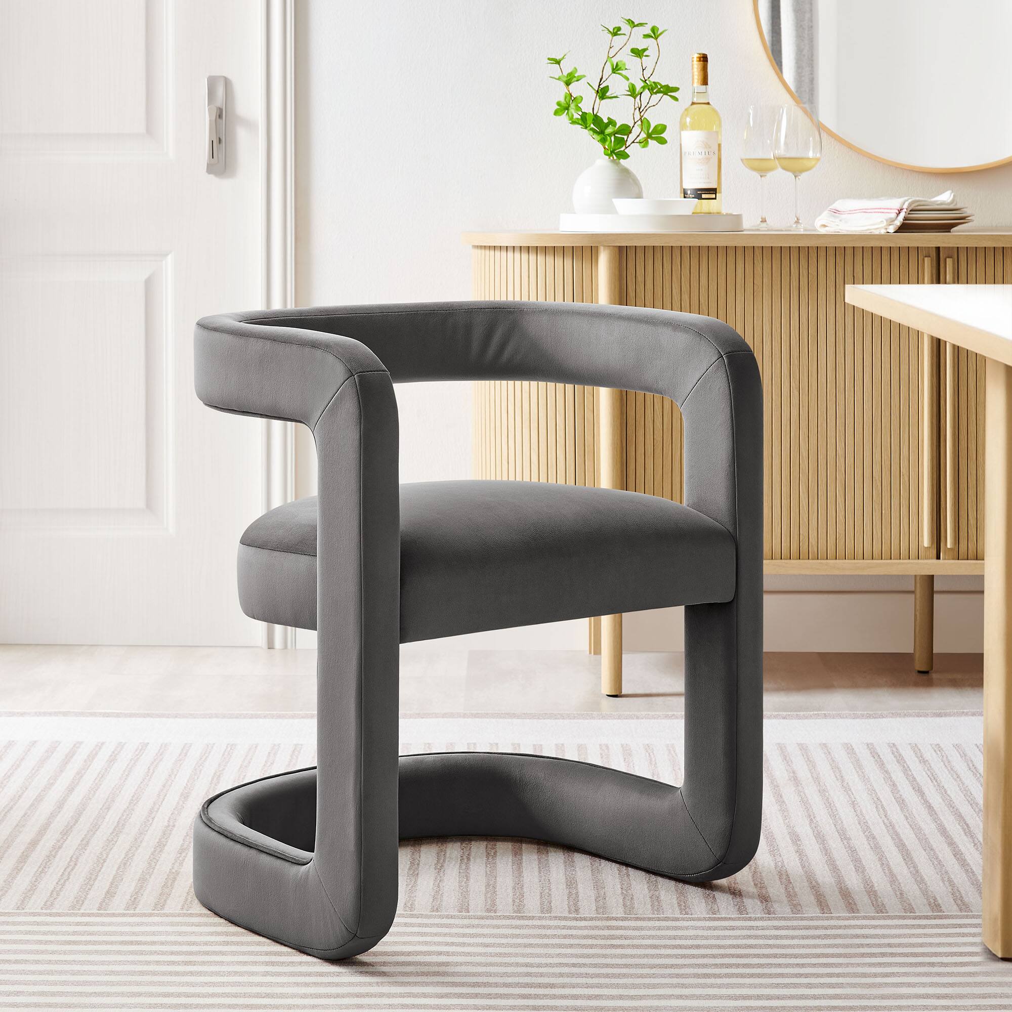 Alt View 6. Modway - Winslow Barrel Performance Velvet Dining Chair  by Modway - Gray.