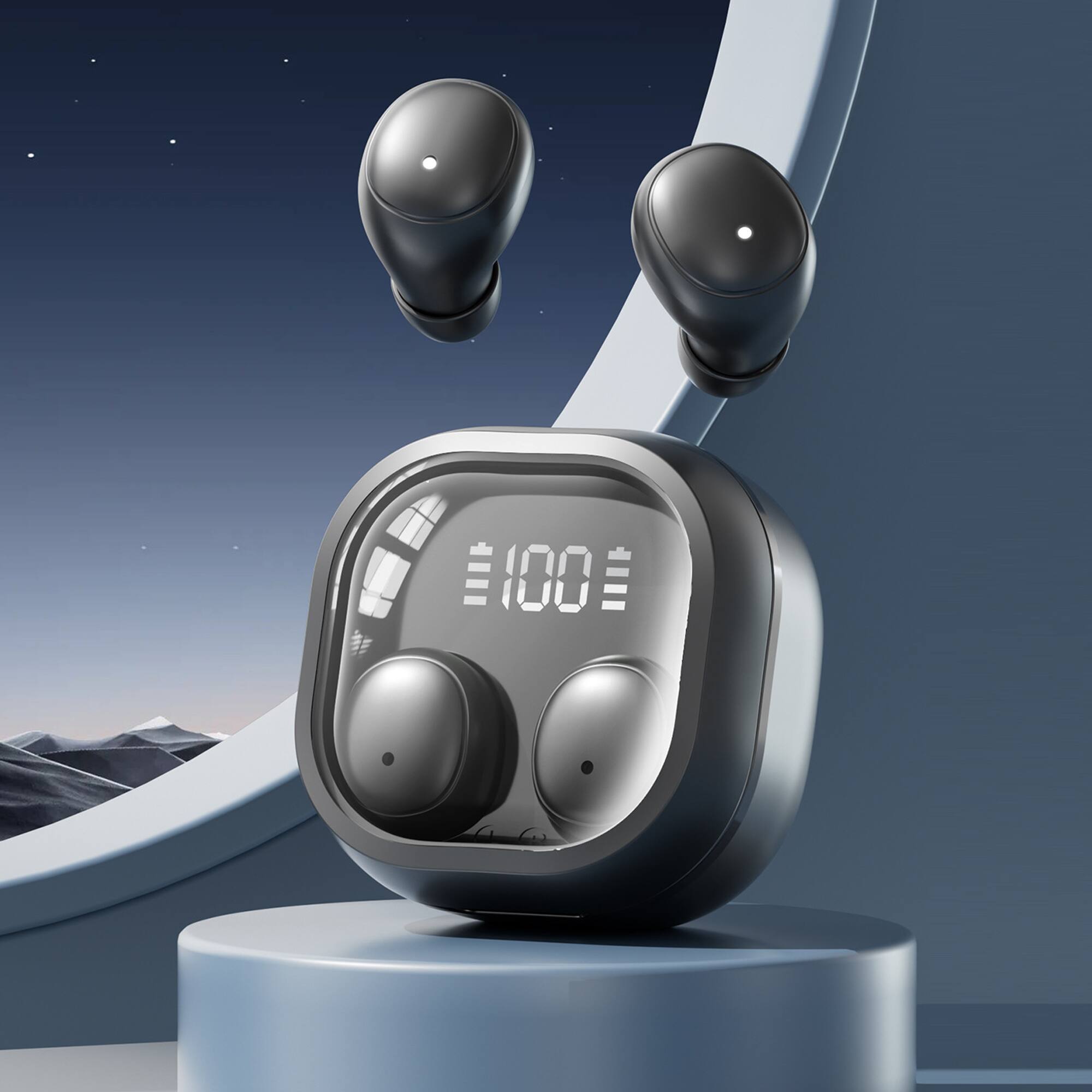 Front. YONWAY - In-Ear Sleep Bluetooth Headset, Long Battery Life Wireless Bluetooth Headphones, 0-Pressure for Side Sleepers.