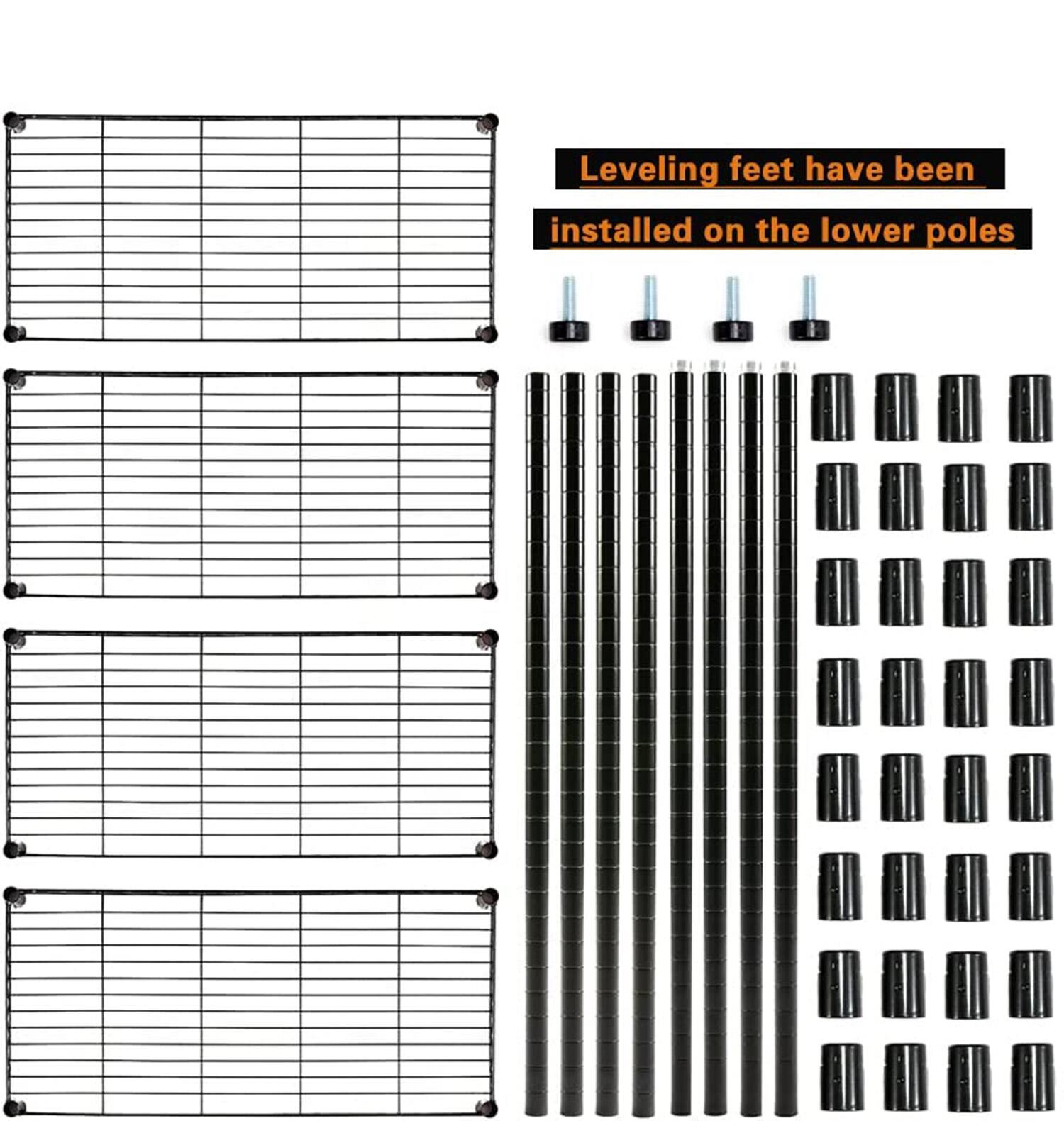 Leveling feet have been installed on the lower poles.