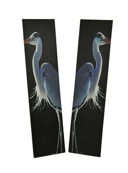 Zeckos - 42 in. Twin Herons and White Canvas Print Set - Black