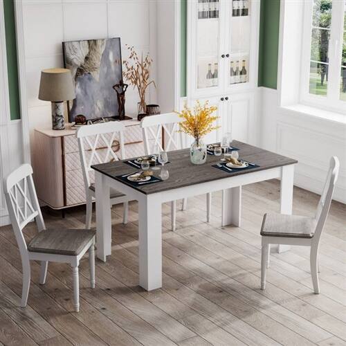 Left. SlickBlue - Compact Dining Table or Computer Desk with Durable Wood Finish - Dark Grey.