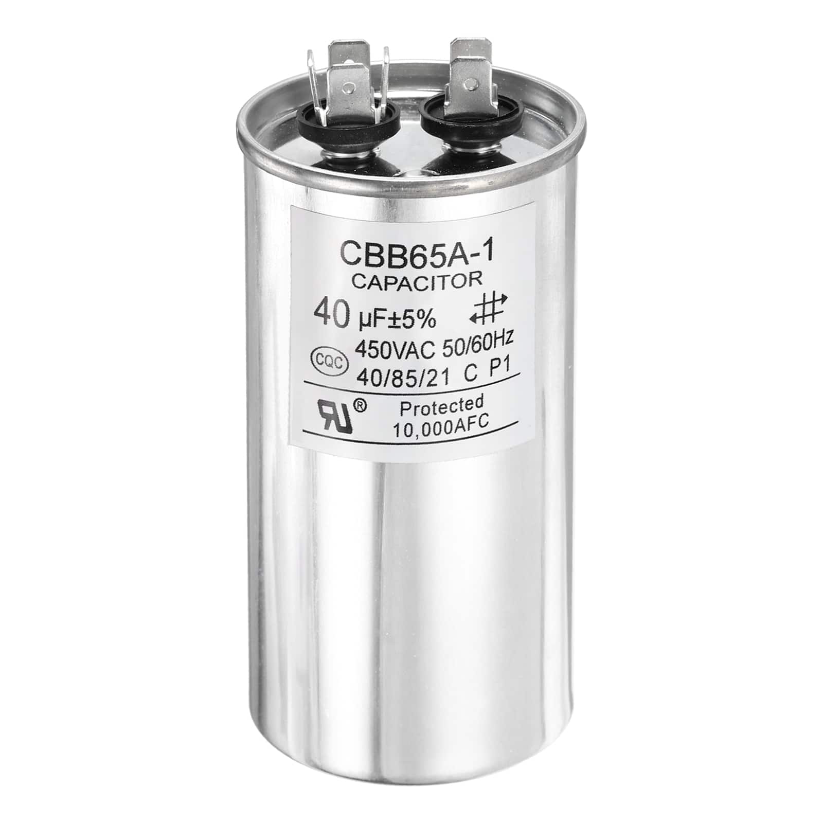 Unique Bargains - 1pc CBB65 Capacitor 40uF 450V Run Round for AC Motor Start HVAC Compressor Generator Air Condenser - Silver