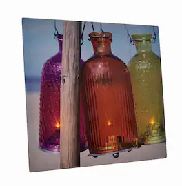 Zeckos - Beach Lanterns 15 X 15 LED Lighted Canvas Wall Hanging - Multicolored