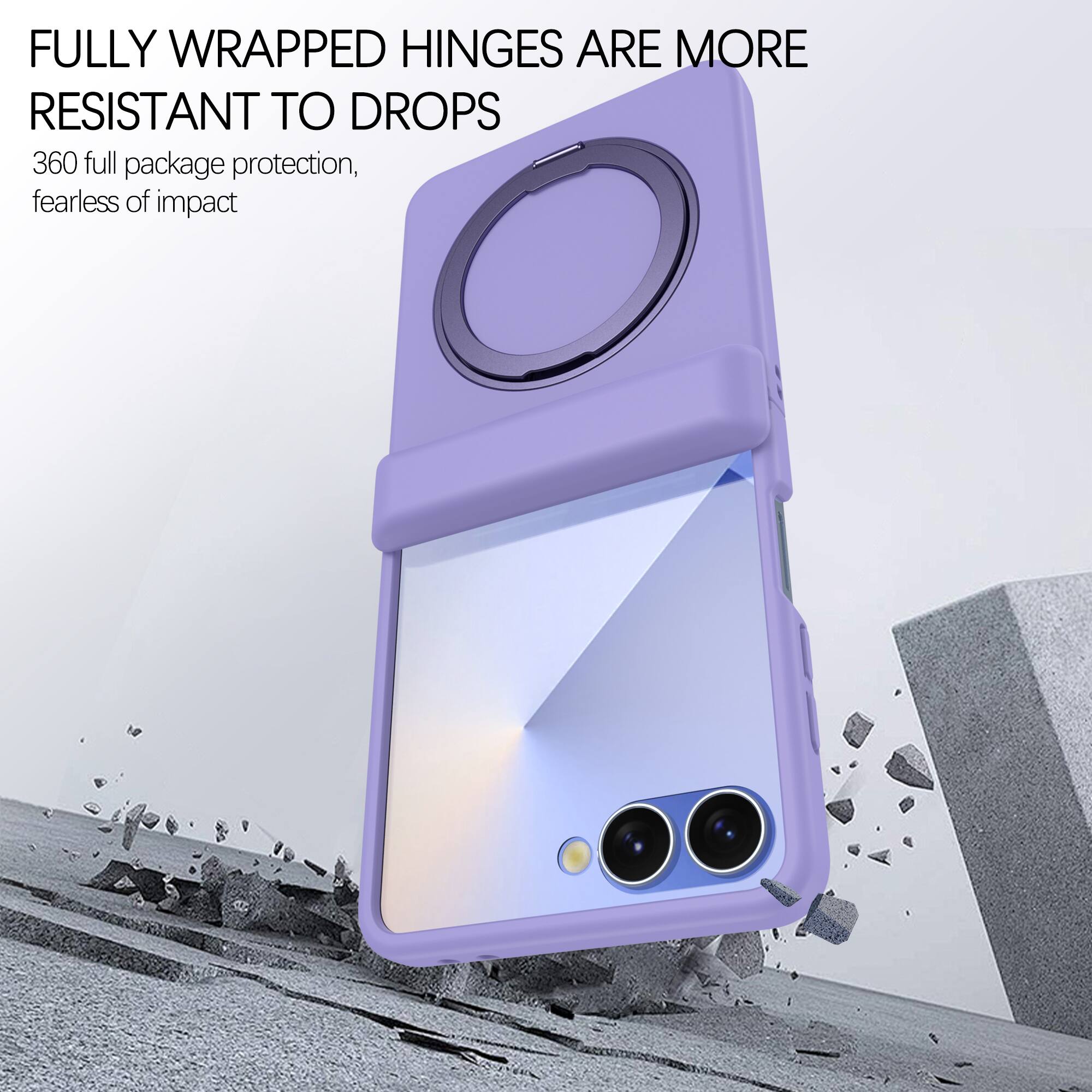 FULLY WRAPPED HINGES ARE MORE RESISTANT TO DROPS  
360 full package protection, fearless of impact