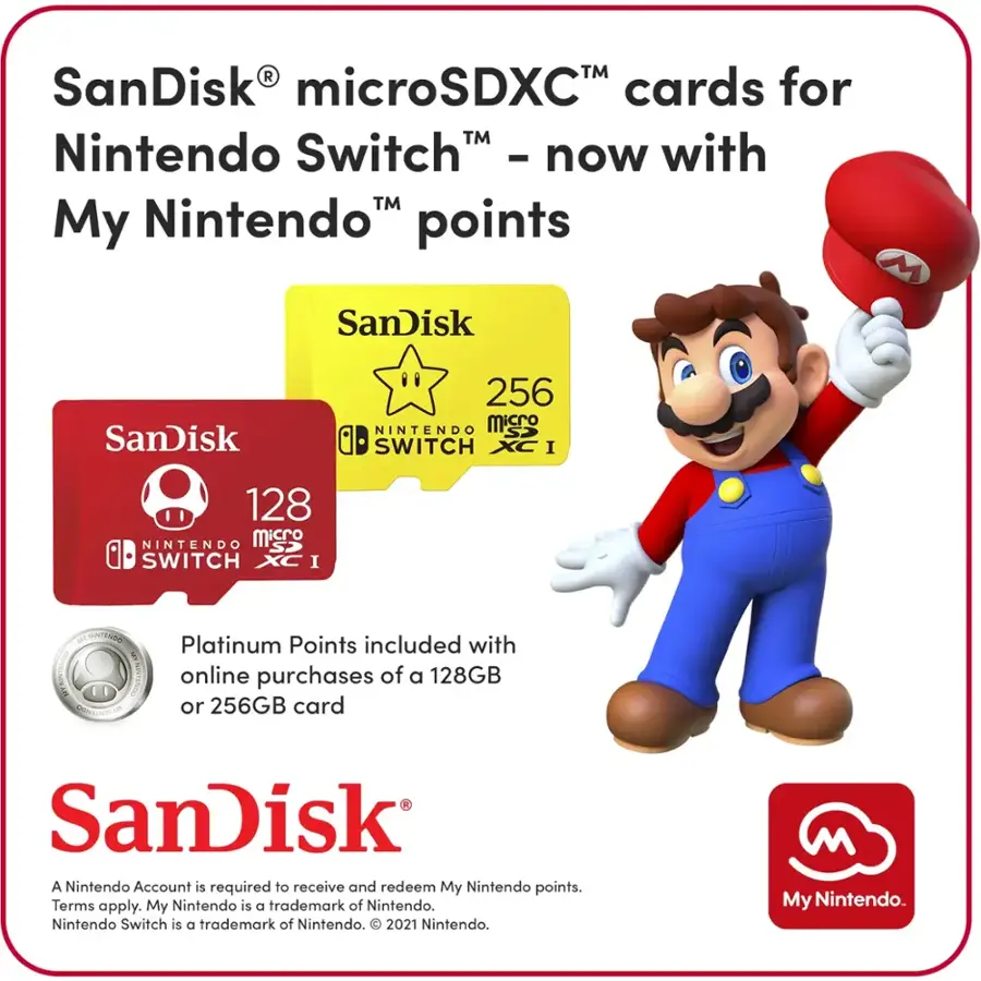SanDisk 128GB microSDXC UHS I Memory Card for Nintendo Switch