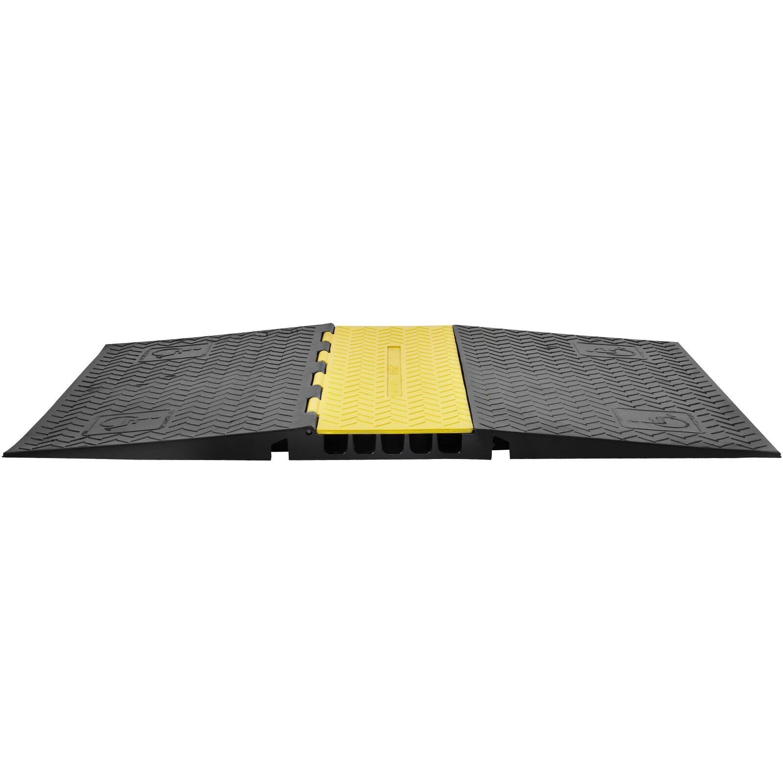 Front. Glintex - 5 Channel ADA Cable Protector Ramp, 22000 lbs Load Capacity, Heavy-Duty Rubber Cable Cover - Black.