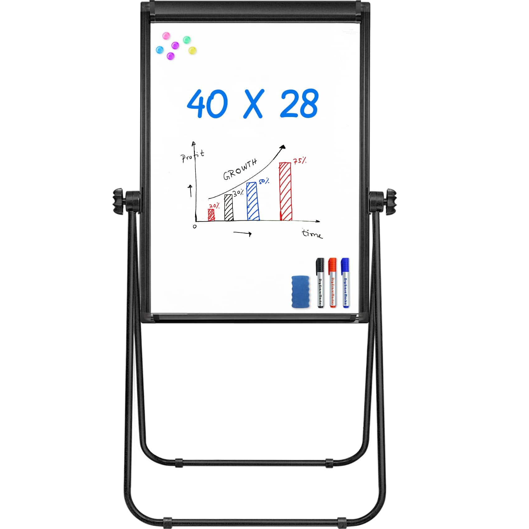 maxtek - Bulletin Boards 40x28 inches Dry Erase Board Flipchart Board Double Sided Whiteboards & Presentation Supplies - White