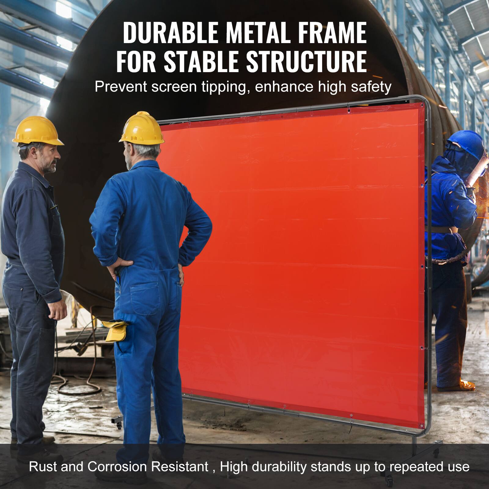 DURABLE METAL FRAME FOR STABLE STRUCTURE  
Prevent screen tipping, enhance high safety  

Rust and Corrosion Resistant, High durability stands up to repeated use